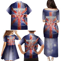 Personalized United Kingdom Family Matching Puletasi and Hawaiian Shirt British Lion Flag Style - Wonder Print Shop