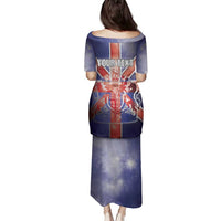 Personalized United Kingdom Family Matching Puletasi and Hawaiian Shirt British Lion Flag Style - Wonder Print Shop