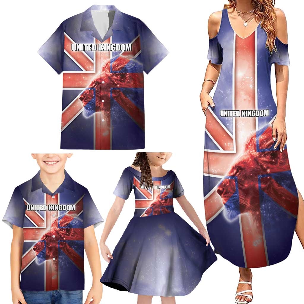 Personalized United Kingdom Family Matching Summer Maxi Dress and Hawaiian Shirt British Lion Flag Style - Wonder Print Shop