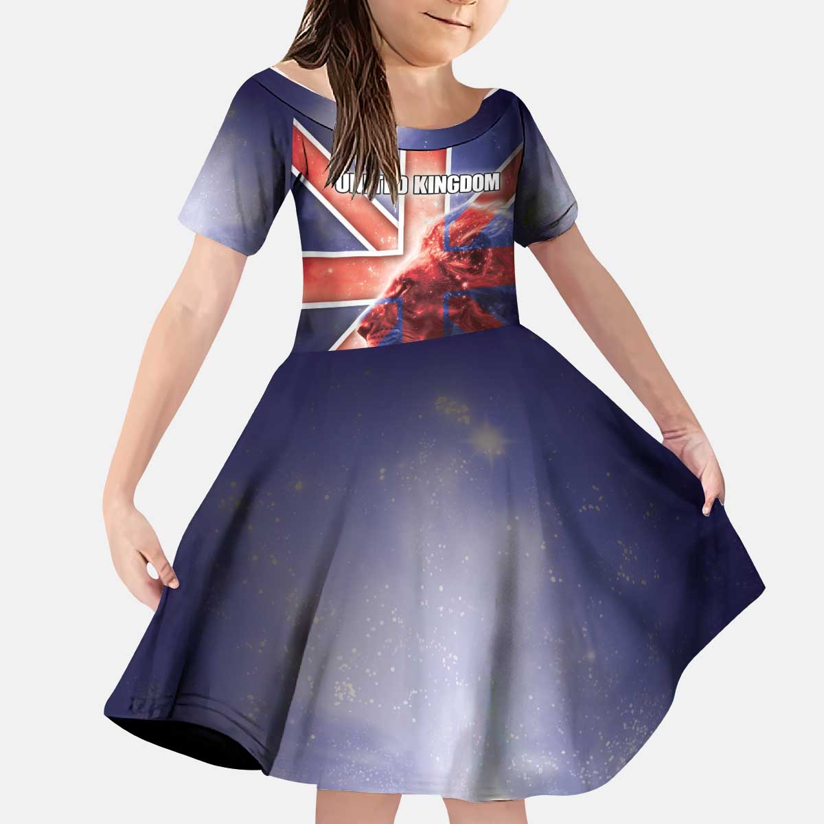 Personalized United Kingdom Kid Short Sleeve Dress British Lion Flag Style - Wonder Print Shop