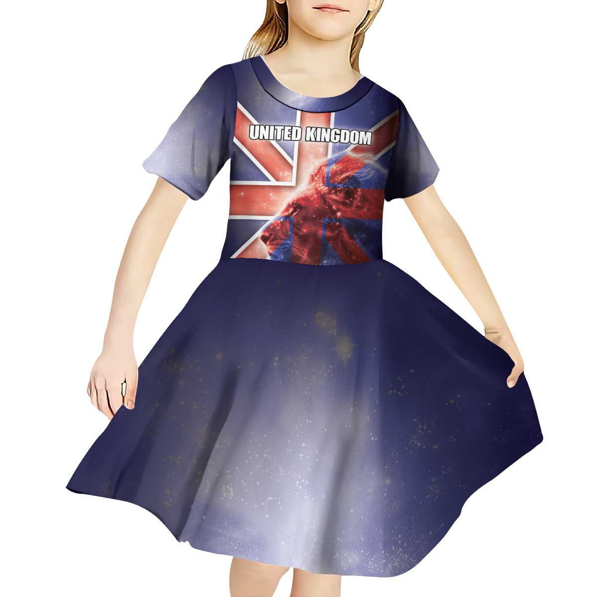 Personalized United Kingdom Kid Short Sleeve Dress British Lion Flag Style - Wonder Print Shop