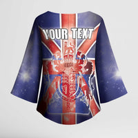 Personalized United Kingdom Kimono Sleeve Blouse British Lion Flag Style - Wonder Print Shop