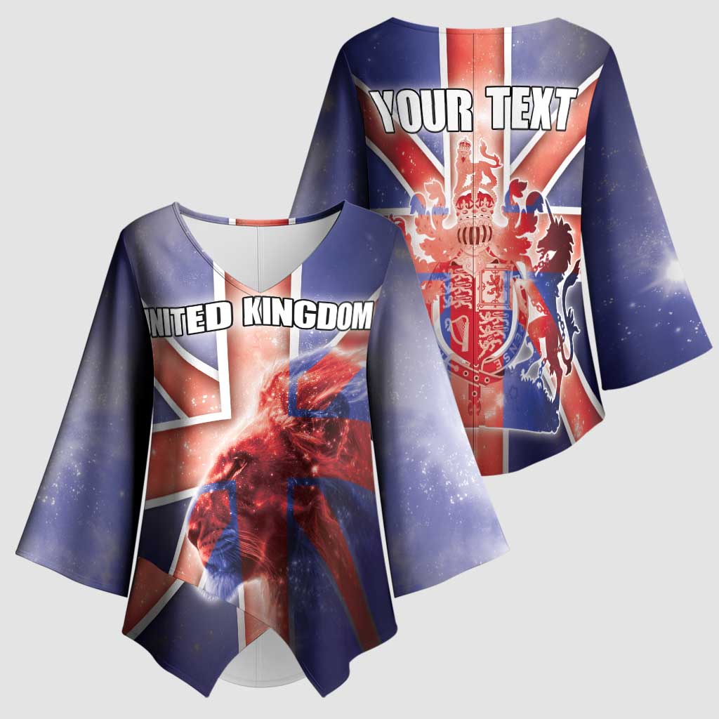 Personalized United Kingdom Kimono Sleeve Blouse British Lion Flag Style - Wonder Print Shop
