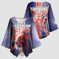 Personalized United Kingdom Kimono Sleeve Blouse British Lion Flag Style - Wonder Print Shop