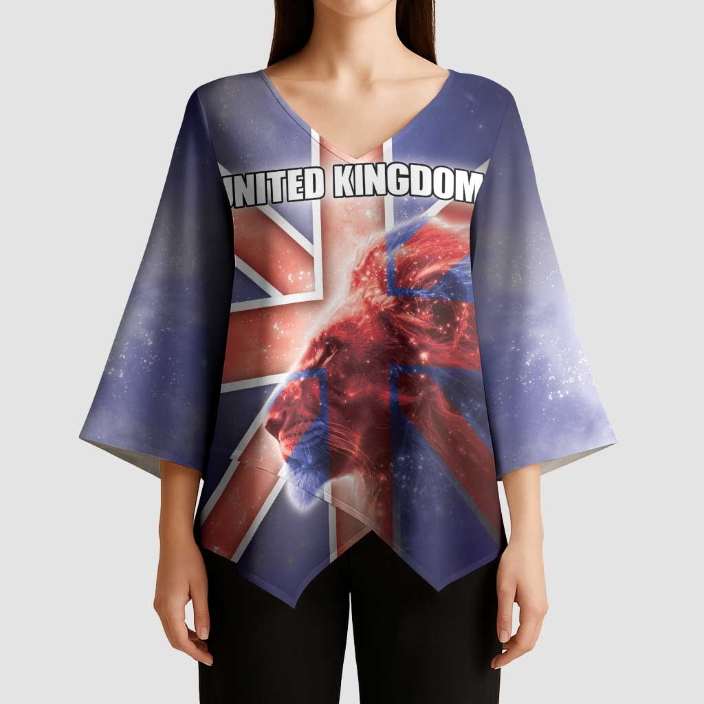 Personalized United Kingdom Kimono Sleeve Blouse British Lion Flag Style - Wonder Print Shop