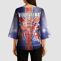 Personalized United Kingdom Kimono Sleeve Blouse British Lion Flag Style - Wonder Print Shop