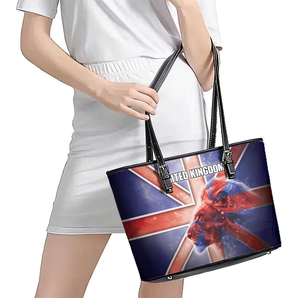 United Kingdom Leather Tote Bag British Lion Flag Style - Wonder Print Shop