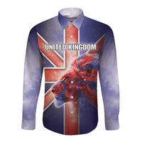 Personalized United Kingdom Long Sleeve Button Shirt British Lion Flag Style - Wonder Print Shop