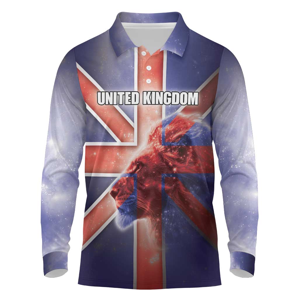 Personalized United Kingdom Long Sleeve Polo Shirt British Lion Flag Style - Wonder Print Shop