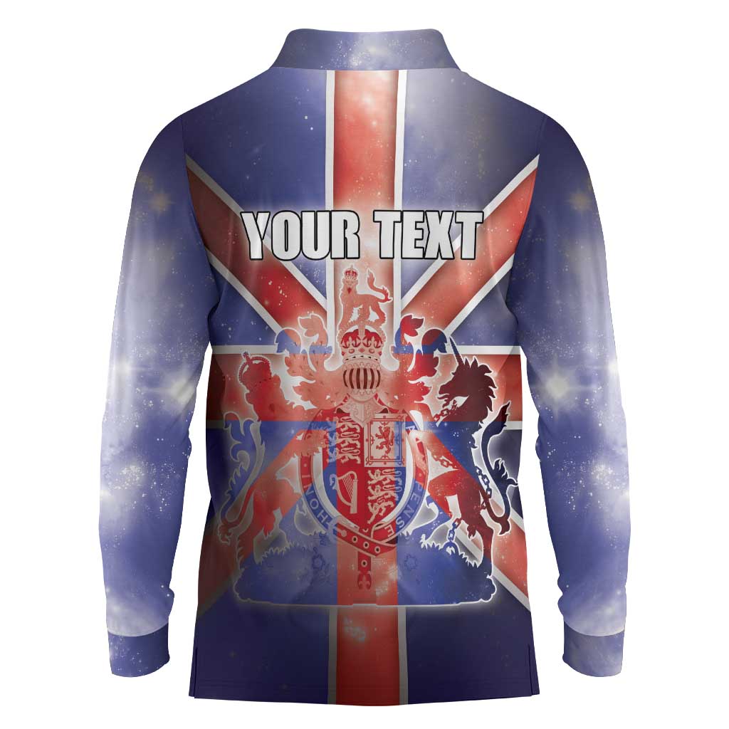 Personalized United Kingdom Long Sleeve Polo Shirt British Lion Flag Style - Wonder Print Shop