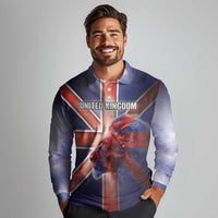 Personalized United Kingdom Long Sleeve Polo Shirt British Lion Flag Style - Wonder Print Shop