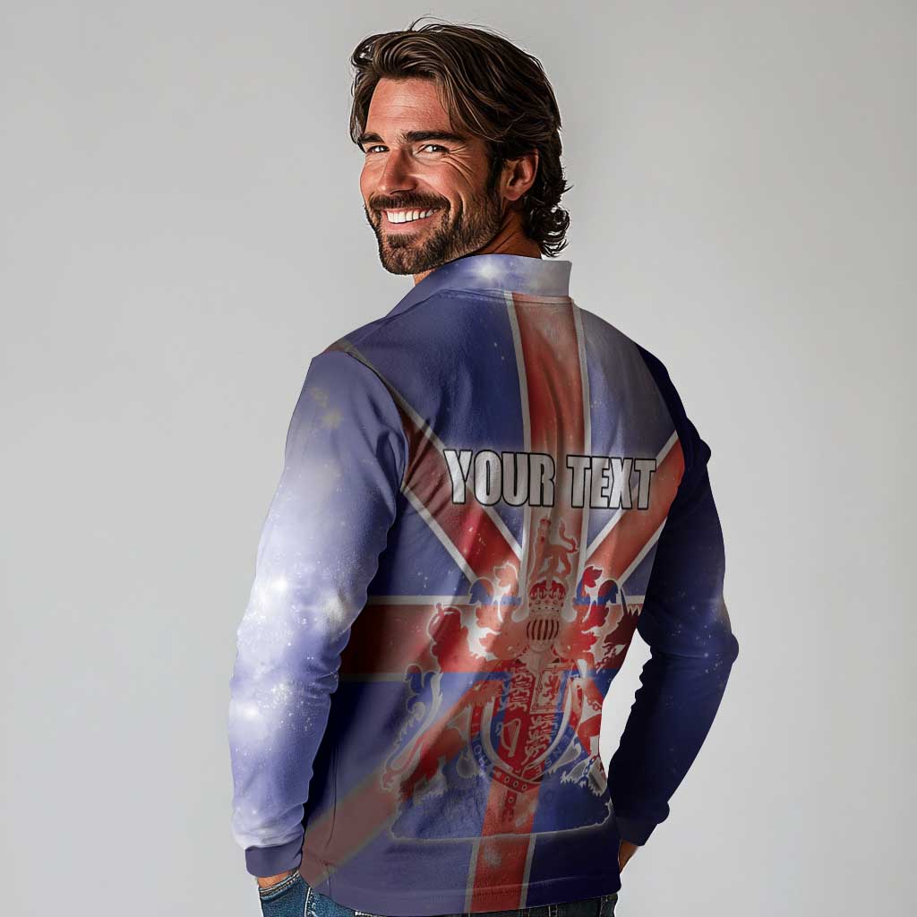 Personalized United Kingdom Long Sleeve Polo Shirt British Lion Flag Style - Wonder Print Shop