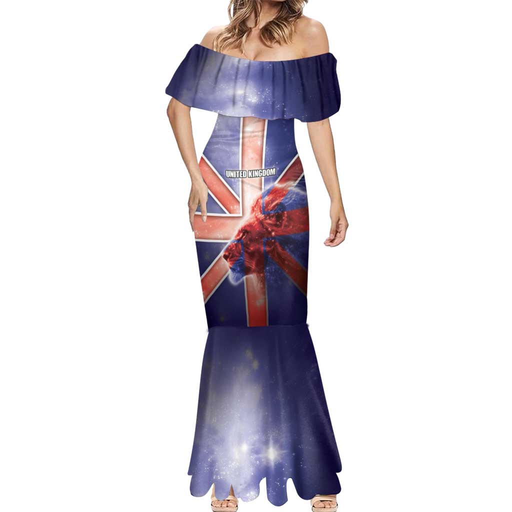 Personalized United Kingdom Mermaid Dress British Lion Flag Style - Wonder Print Shop