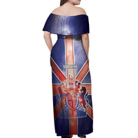 Personalized United Kingdom Off Shoulder Maxi Dress British Lion Flag Style - Wonder Print Shop