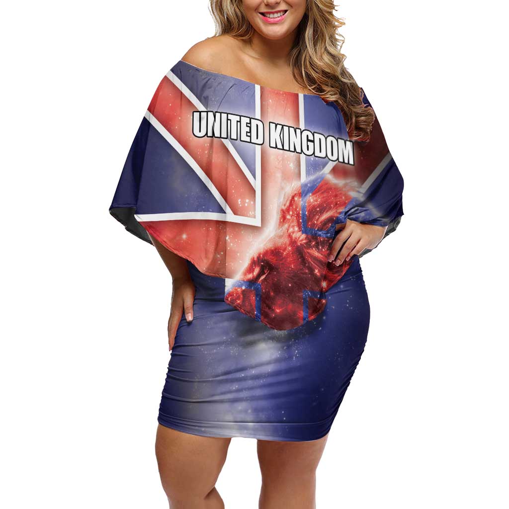 Personalized United Kingdom Off Shoulder Short Dress British Lion Flag Style - Wonder Print Shop