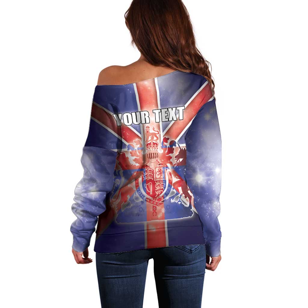 Personalized United Kingdom Off Shoulder Sweater British Lion Flag Style - Wonder Print Shop