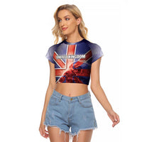 Personalized United Kingdom Raglan Cropped T Shirt British Lion Flag Style - Wonder Print Shop