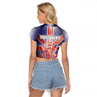Personalized United Kingdom Raglan Cropped T Shirt British Lion Flag Style - Wonder Print Shop
