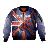 Personalized United Kingdom Sleeve Zip Bomber Jacket British Lion Flag Style - Wonder Print Shop