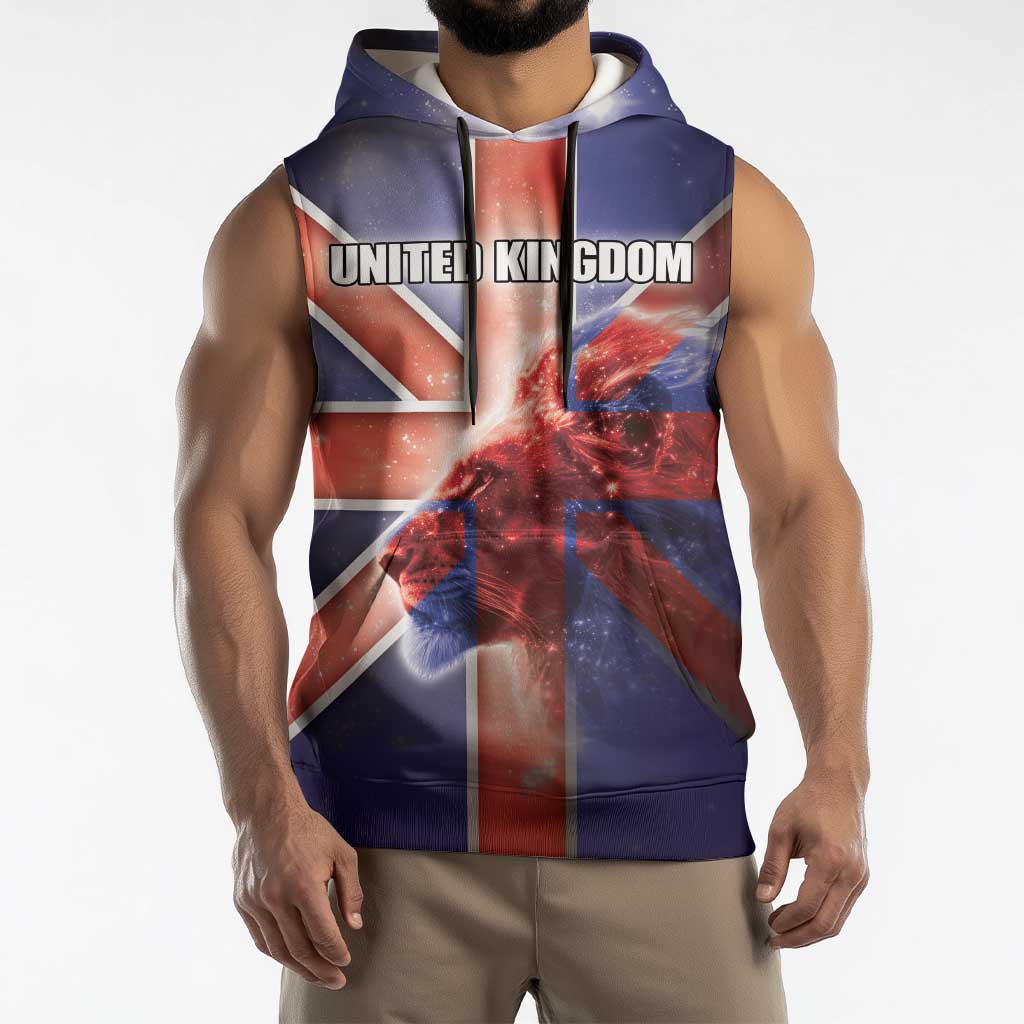 Personalized United Kingdom Sleeveless Hoodie British Lion Flag Style - Wonder Print Shop