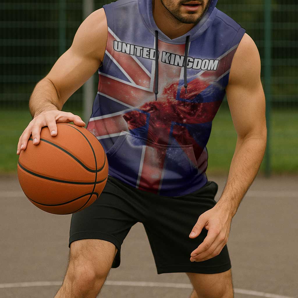 Personalized United Kingdom Sleeveless Hoodie British Lion Flag Style - Wonder Print Shop