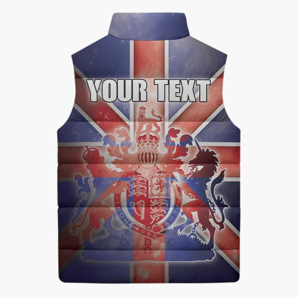 Personalized United Kingdom Sleeveless Puffer Jacket British Lion Flag Style - Wonder Print Shop