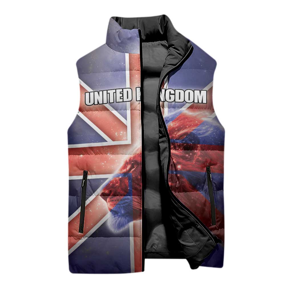 Personalized United Kingdom Sleeveless Puffer Jacket British Lion Flag Style - Wonder Print Shop