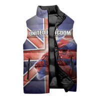 Personalized United Kingdom Sleeveless Puffer Jacket British Lion Flag Style - Wonder Print Shop