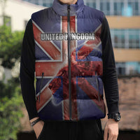 Personalized United Kingdom Sleeveless Puffer Jacket British Lion Flag Style - Wonder Print Shop