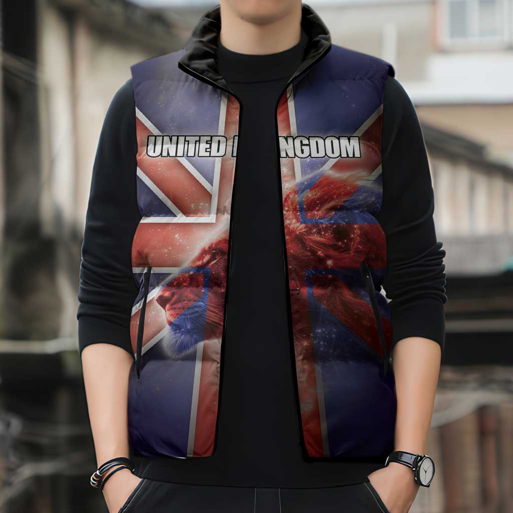 Personalized United Kingdom Sleeveless Puffer Jacket British Lion Flag Style - Wonder Print Shop