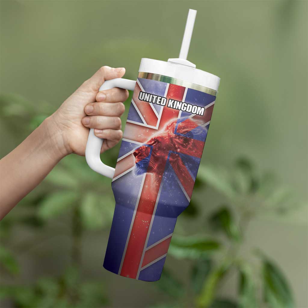 Personalized United Kingdom Tumbler With Handle British Lion Flag Style - Wonder Print Shop
