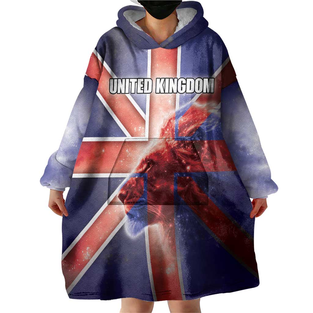 Personalized United Kingdom Wearable Blanket Hoodie British Lion Flag Style - Wonder Print Shop