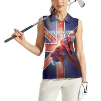 Personalized United Kingdom Women Sleeveless Polo Shirt British Lion Flag Style - Wonder Print Shop