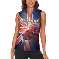 Personalized United Kingdom Women Sleeveless Polo Shirt British Lion Flag Style - Wonder Print Shop