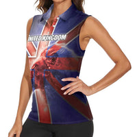 Personalized United Kingdom Women Sleeveless Polo Shirt British Lion Flag Style - Wonder Print Shop