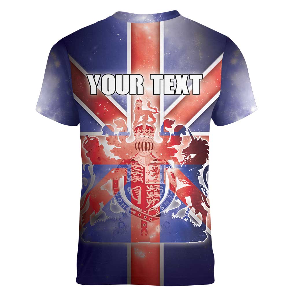 Personalized United Kingdom Women V-Neck T-Shirt British Lion Flag Style - Wonder Print Shop