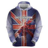 Personalized United Kingdom Zip Hoodie British Lion Flag Style - Wonder Print Shop