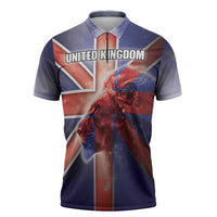 Personalized United Kingdom Zipper Polo Shirt British Lion Flag Style - Wonder Print Shop
