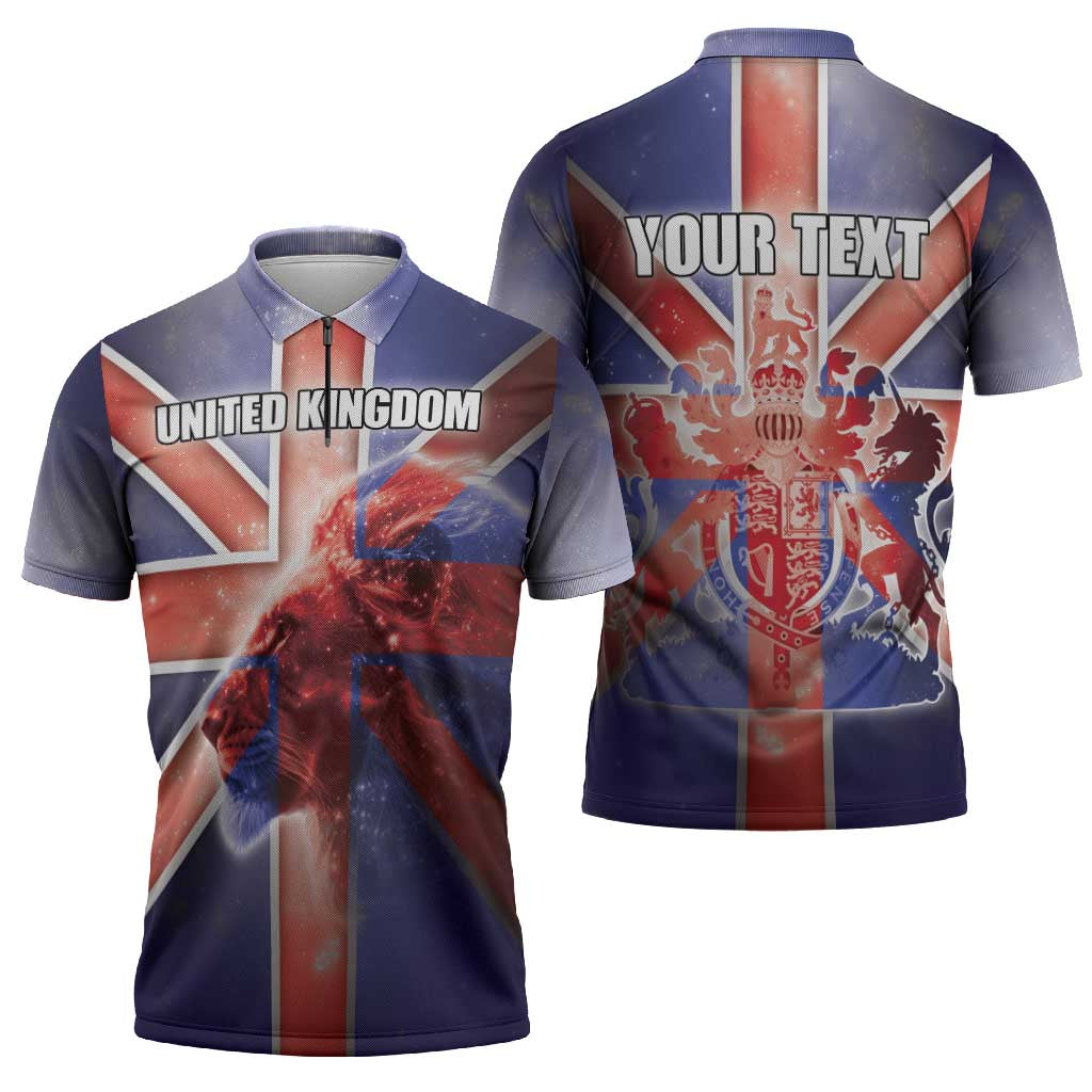 Personalized United Kingdom Zipper Polo Shirt British Lion Flag Style - Wonder Print Shop