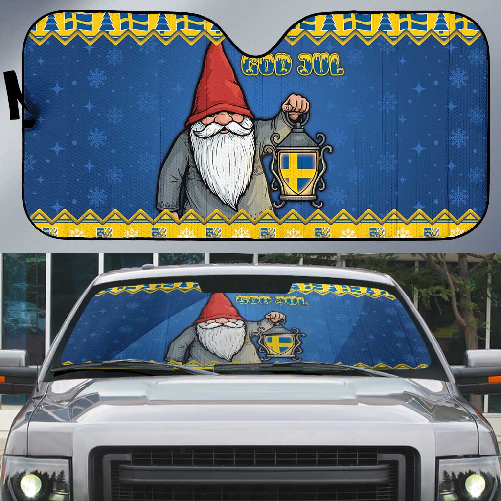 Sweden Christmas Auto Sun Shade Tomte God Jul - Wonder Print Shop