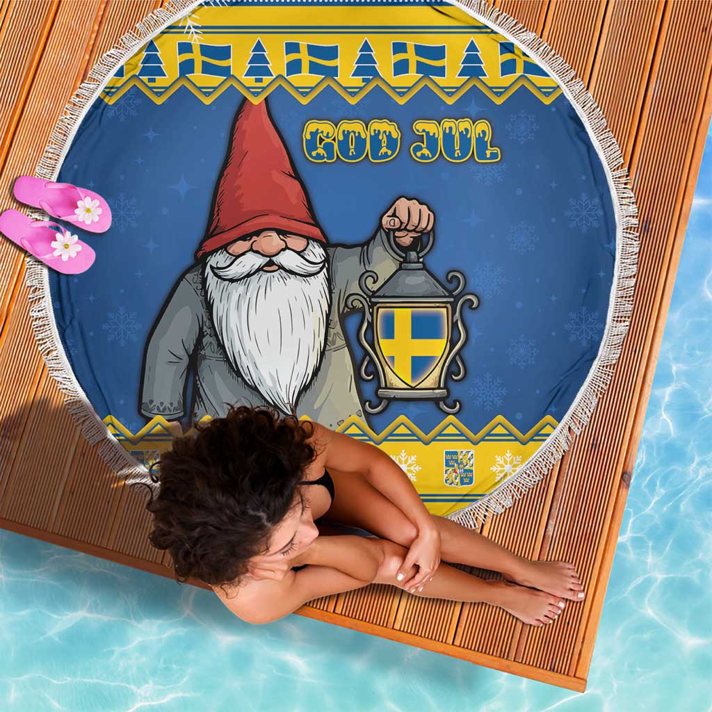 Sweden Christmas Beach Blanket Tomte God Jul - Wonder Print Shop