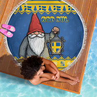 Sweden Christmas Beach Blanket Tomte God Jul - Wonder Print Shop