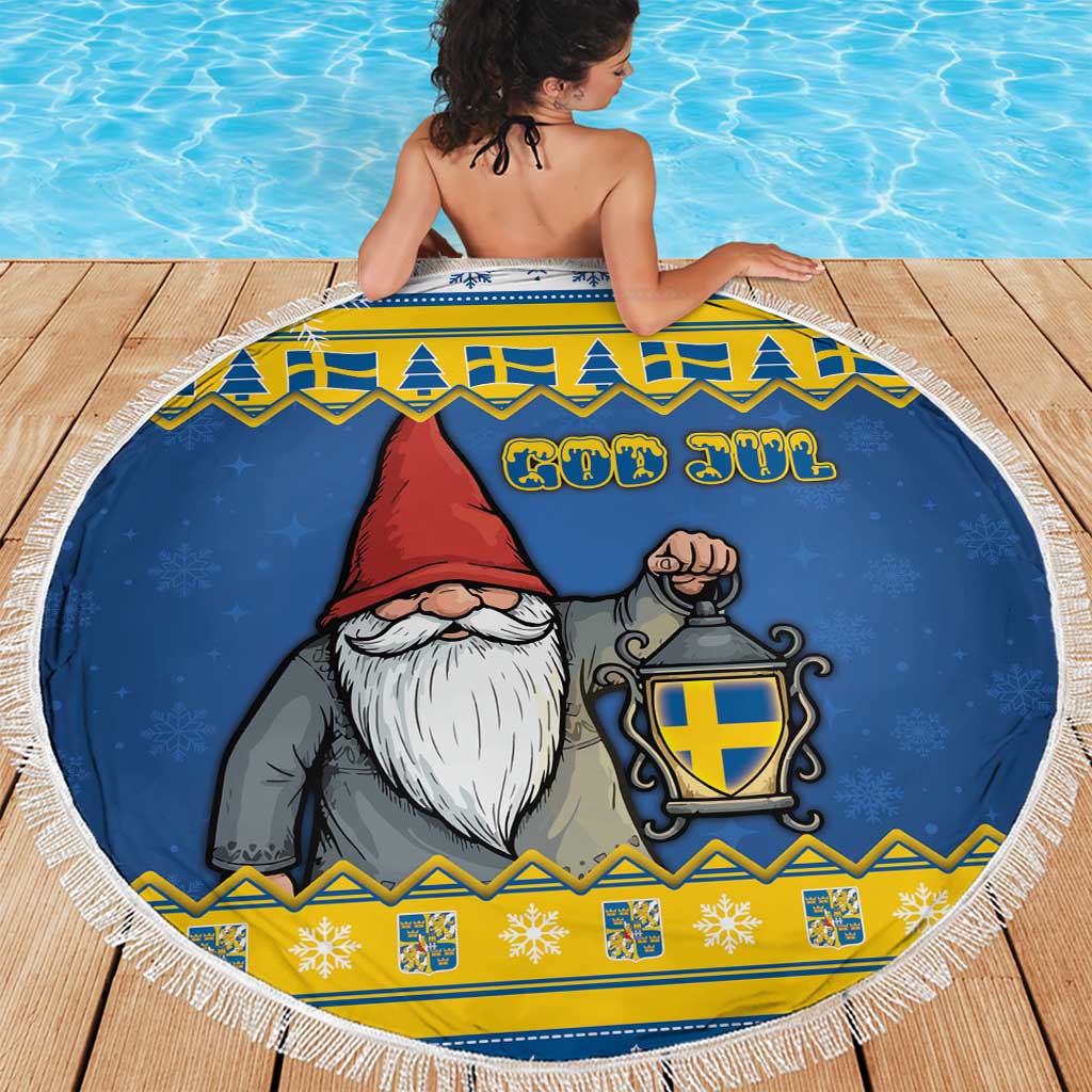 Sweden Christmas Beach Blanket Tomte God Jul - Wonder Print Shop