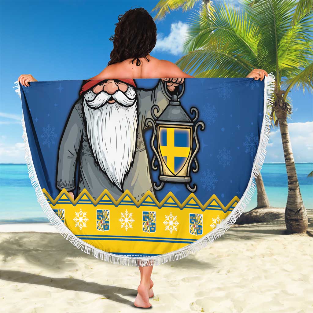 Sweden Christmas Beach Blanket Tomte God Jul - Wonder Print Shop