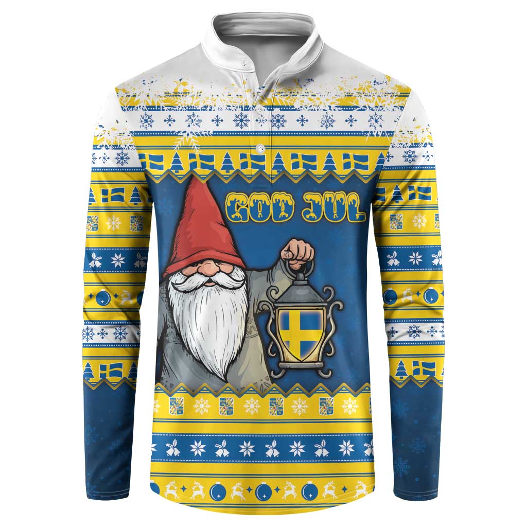 Sweden Christmas Button Sweatshirt Tomte God Jul - Wonder Print Shop