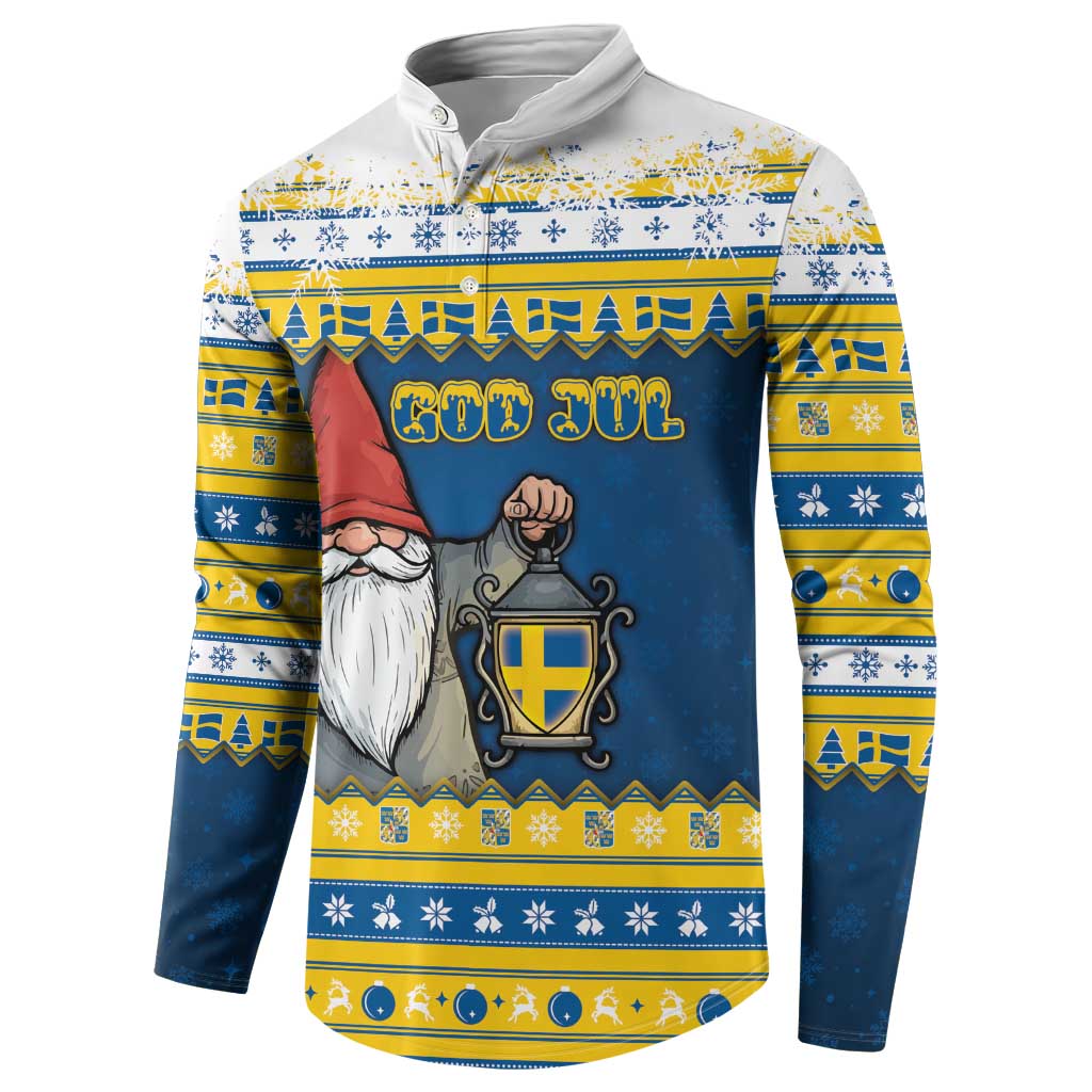 Sweden Christmas Button Sweatshirt Tomte God Jul - Wonder Print Shop