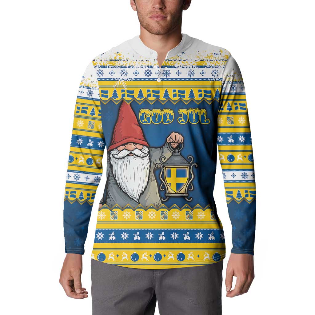 Sweden Christmas Button Sweatshirt Tomte God Jul - Wonder Print Shop