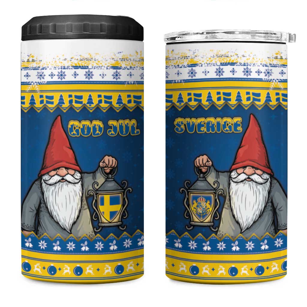 Sweden Christmas 4 in 1 Can Cooler Tumbler Tomte God Jul - Wonder Print Shop