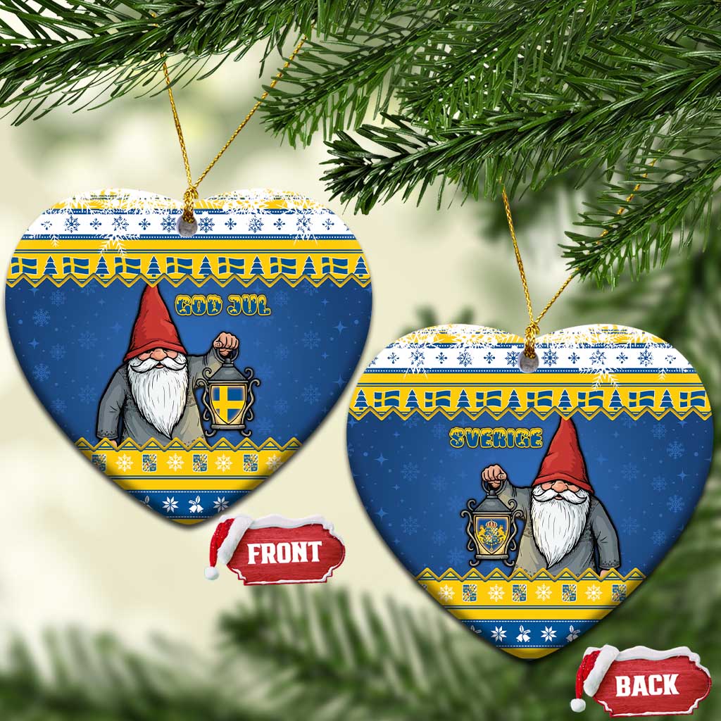 Sweden Christmas Ceramic Ornament Tomte God Jul - Wonder Print Shop