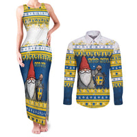 Sweden Christmas Couples Matching Tank Maxi Dress and Long Sleeve Button Shirt Tomte God Jul - Wonder Print Shop